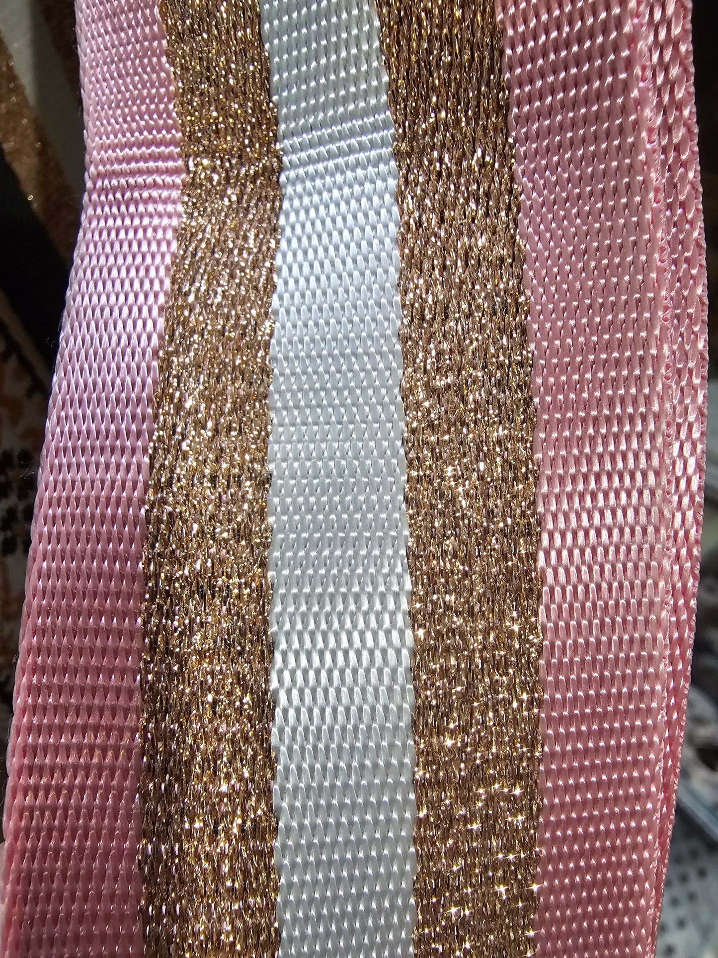 Purse Strap-Pink & Gold Stripes