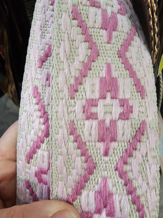 Purse Strap-Cream & Pink